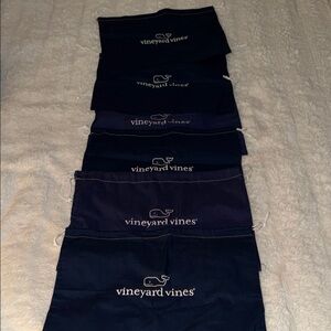 Vineyard Vines Navy Drawstring Dust Bags with White Logo - Set
